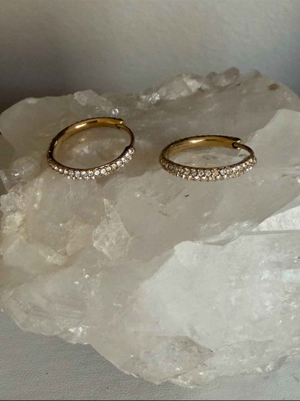 Nordstrom Gold Pavé Hoop Earrings with Crystal Accents